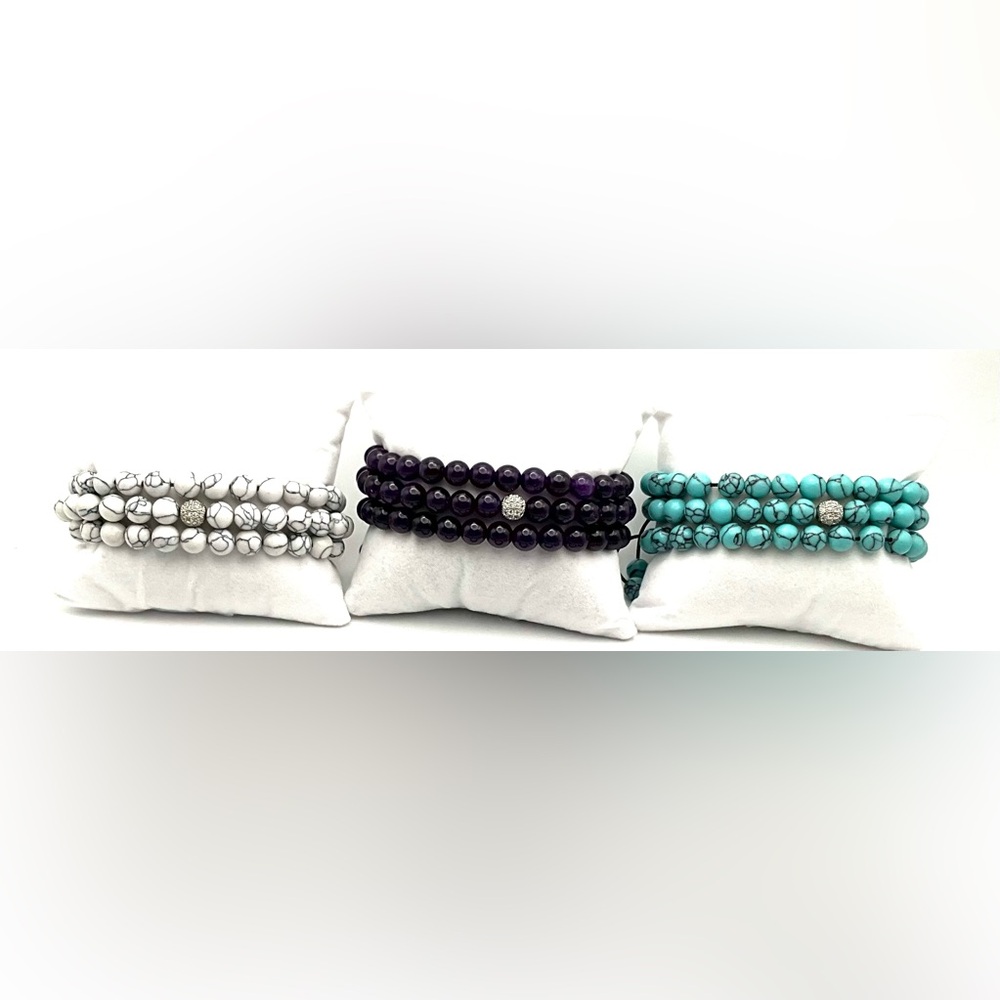 Aura Women's Bracelet Set - White, Purple, Turquoise